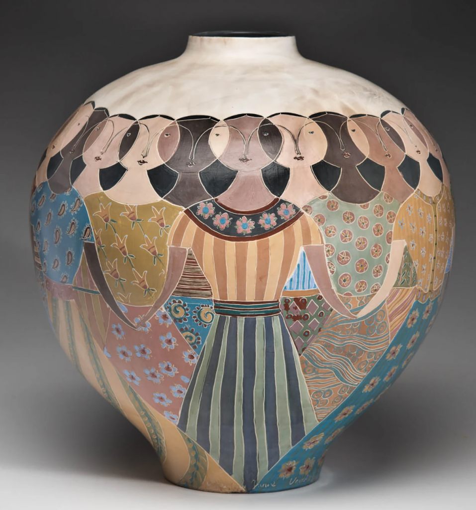 ceramic vase with animal imagery
